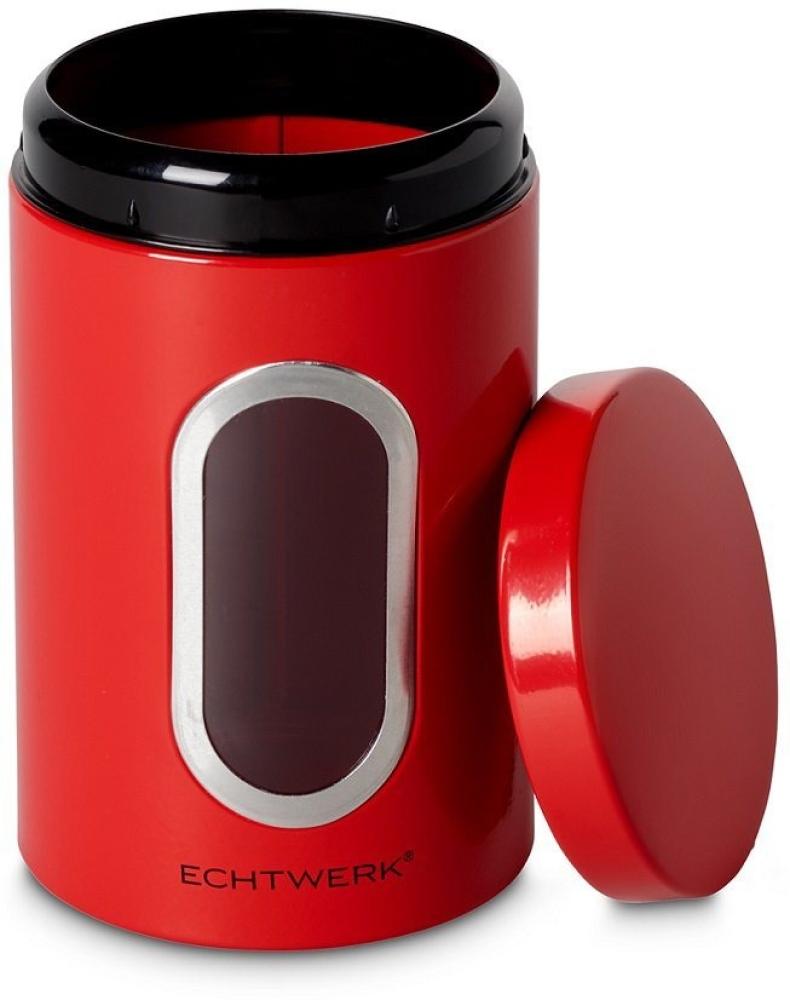 3er-Set stylische Echtwerk-Vorratsdosen in Rot 1,4 Liter für gemahlenen Kaffee, Zucker, Mehr, Müsli, Nüsse - ikodu