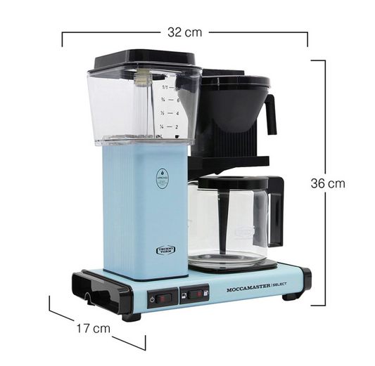 Neuwertige MOCCAMASTER KBG Select Filterkaffeemaschine in Pastel Blue - Blau - ikodu
