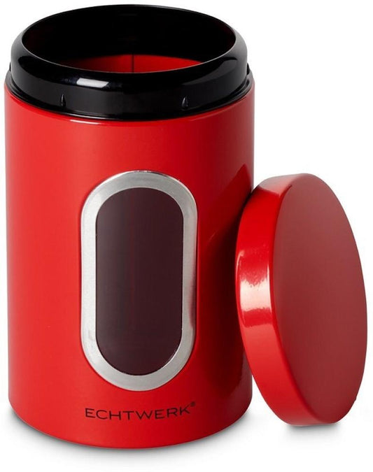 3er-Set stylische Echtwerk-Vorratsdosen in Rot 1,4 Liter für gemahlenen Kaffee, Zucker, Mehr, Müsli, Nüsse - ikodu